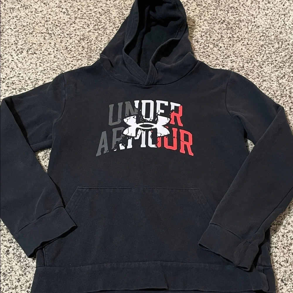 Under Armour Men's Black and Red Hoodie boys youth large